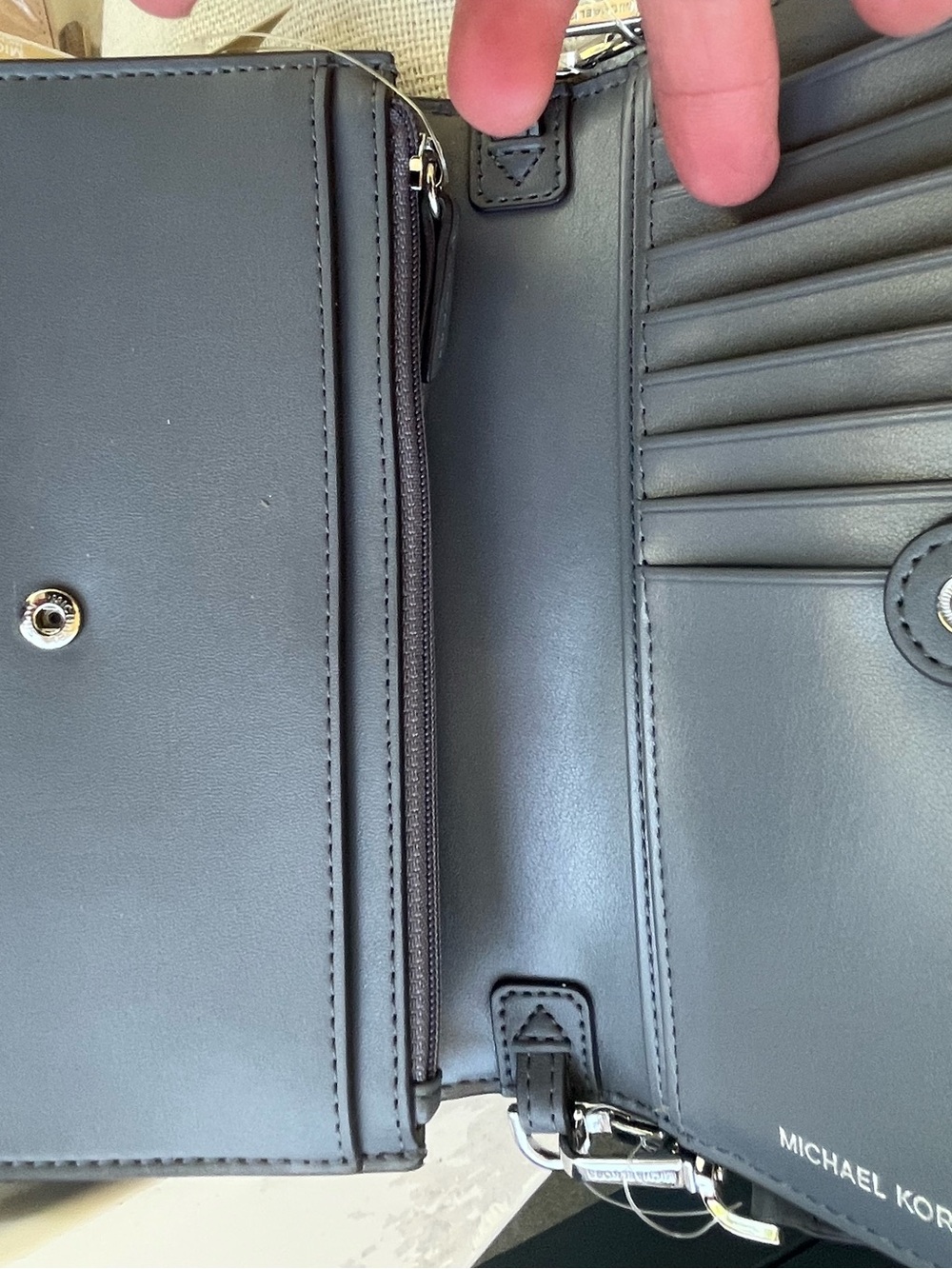 Michael Kors Silver Gray MK Logo Crossbody Bag - Picture 4 of 5